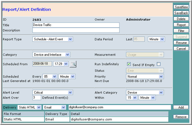 Alert Administration Report